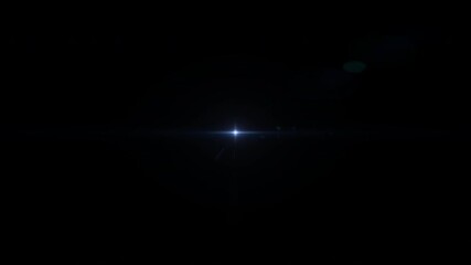 Wall Mural - loop center flickering blue optical lens flares shine light animation art on black abstract backgrou