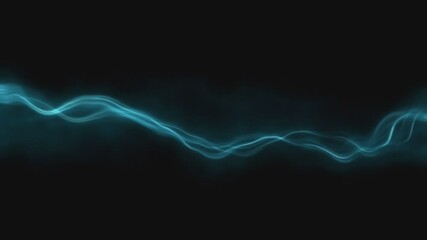 Wall Mural - Aqua Waves on dark: Abstract teal wave flowing through a dark space creating depth and movement