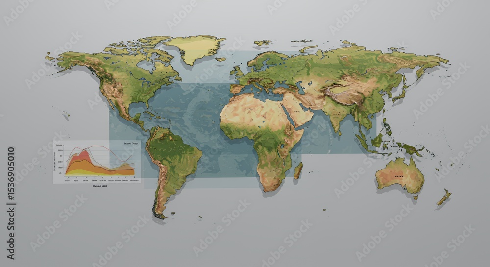 Global Climate Change Visualization: A 3D World Map Showing Temperature ...