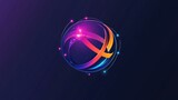 Abstract sphere design with vibrant colors and glowing lines