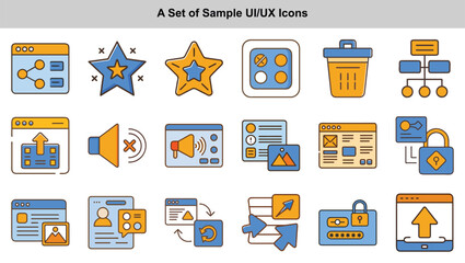 U I U X Icon Set Blue Orange Web Interface Symbols