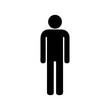 © Rehan - A simple black stick figure of a person standing upright on a white background plain