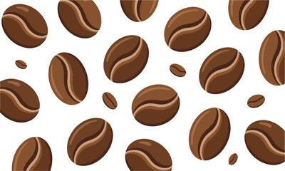 vector illustration featuring a scattered arrangement of roasted coffee beans, elliptical shapes, sl