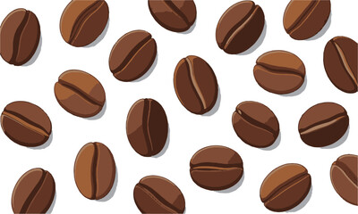 vector illustration featuring a scattered arrangement of roasted coffee beans, elliptical shapes, sl