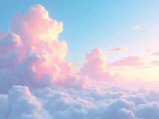 Wall Mural - Beautiful sky background with tiny clouds. 3d render illustration.