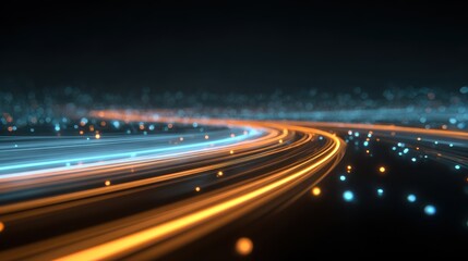 Wall Mural - dynamic light trails on a dark background, showcasing motion and energy in an abstract manner.
