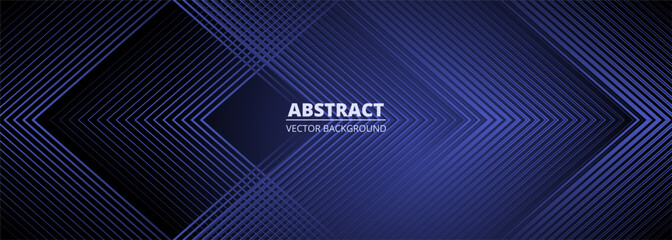 Wall Mural - dark blue modern abstract wide banner with arrows and rhombus geometric stripes. vector illustration
