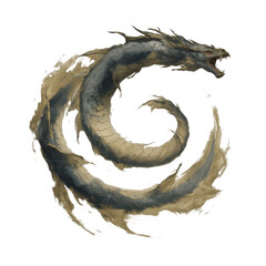 Wall Mural - coiled dragon in abstract swirl mystical creature design