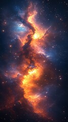 Wall Mural - Colorful cosmic nebula illuminated by distant stars in deep space