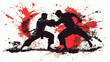 © Md - Dynamic Brazilian Jiu-Jitsu Combat Silhouette Illustration - Grappling, Sparring, Martial Arts Action
