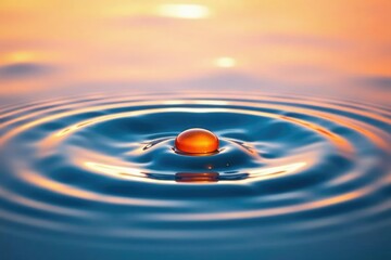 Wall Mural - rippling water surface, concentric circles from dropped object, background, view, green