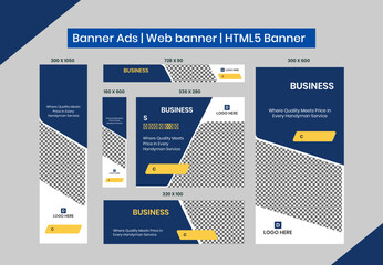 Wall Mural - html5 banner ads design web template set, horizontal header web banner. editable google display ads 
