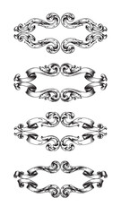 Wall Mural - Engraved ribbon ornamental frame vintage scroll design detailed elegant bold classic graphic illustration