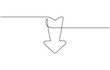 © simplex_line - Continuous line download icon.drawing one line download sign, One line continuous drawing of arrow pointing down. Linear drawing of cursor arrow. Editable stroke. Vector.
