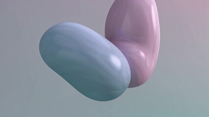 Wall Mural - pastel-colored metaballs gently touching each other, floating gracefully against a subtle gradient b