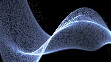 Wall Mural - abstract blue digital particles wave flowing on a black background representing futuristic technolog