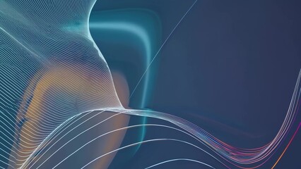 Wall Mural - smooth elegant lines creating a wave pattern flowing across a blue background, suitable for technolo