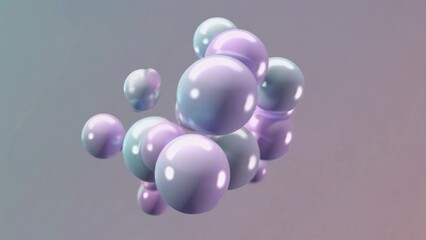 Wall Mural - cluster of glossy, iridescent spheres floating gracefully against a soft gradient backdrop, forming 