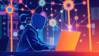 Cybersecurity Professional Working on Network Security Analysis on a Laptop