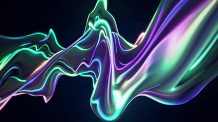 Wall Mural - abstract colorful fluid waves moving and flowing on dark background, creating dynamic and vibrant vi