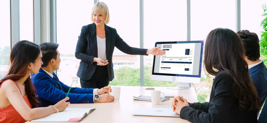 Wall Mural - invoice on computer screen from accounting application. computer program for financial and budget of