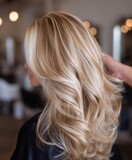 freshly styled long blonde hair after highlighting treatment