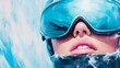 © progressman - A woman wearing goggles and a helmet is painted on a blue background