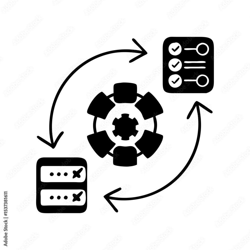 Workflow automation loop illustrating a cyclical process for data ...