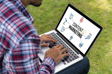 Wall Mural - Content marketing for modish online business and e-commerce marketing strategy