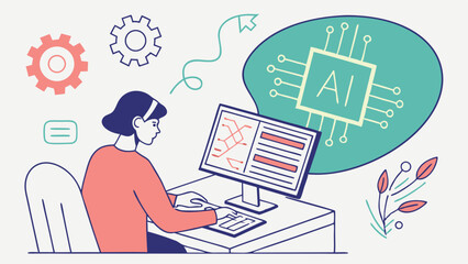 Woman Working on Artificial Intelligence Project on Computer

