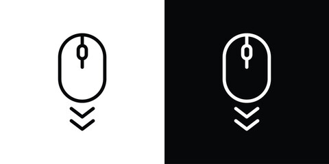 Scroll down computer mouse icon set in line.