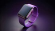 © SUMA - Black screen Smartwatch Mockup with Purple Band on a Dark Background