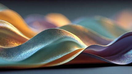 Wall Mural -   A close-up of a vibrant wavy pattern on a surface with a hazy background image