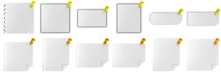 3d message pin blank comment sticky note paper text box speech bubble icon set bundle illustration