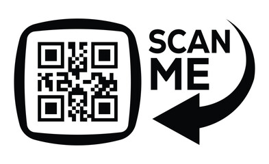 minimalist black & white qr code centered left in thin frame. bold 