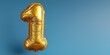 © Majed - Golden Number 1  Balloon on Blue Background with Copy Space – Minimalist Birthday Celebration