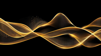 Wall Mural - digital waves and pulses create mesmerizing movement in futuristic style, showcasing vibrant golden 