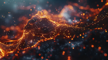 Wall Mural - abstract representation of geometric network featuring glowing nodes and lines, creating vibrant vis