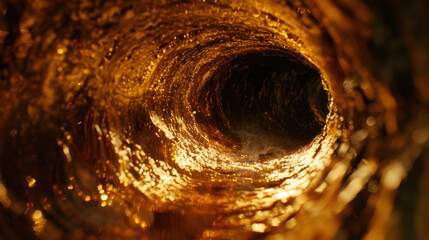 Wall Mural - mesmerizing view of swirling tunnel, showcasing rich golden hue with shimmering reflections. intrica