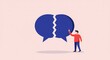© RisaFitri - Illustration showcasing communication breakdown with split speech bubble symbol