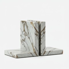 Marble bookends isolated on white background for home decor, library, or office use.