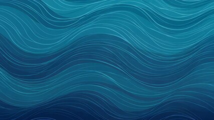 Wall Mural - abstract dark teal and blue wavy background with white dotted lines creating an ocean wave pattern