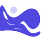 © Project - Abstract fluid shapes in periwinkle with a floating orb modern design