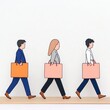 © Suwan - Stylized Business People Walking with Bags