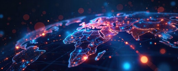Sticker - Innovative network connections visualized as glowing nodes and lines forming a complex web, symbolizing technological advancement and global connectivity , mesh, abstract, communication