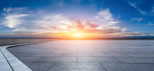 Wall Mural - empty square floor and beautiful sky clouds at sunset