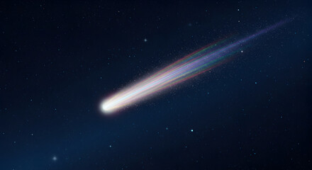 Wall Mural - illustration of a comet streaking across a dark blue starry sky
