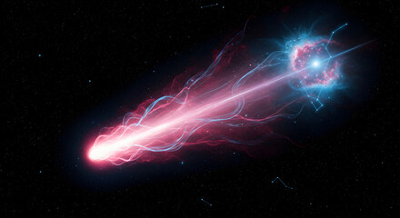 Wall Mural - spectacular cosmic event, illustration of a powerful energy beam traversing space