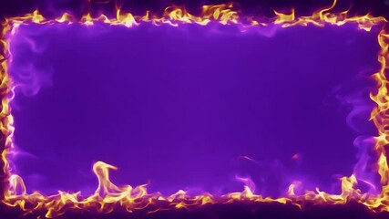 Wall Mural - Fiery animation of purple flames forming a glowing rectangular border ideal for creating dynamic and repeated fire effects