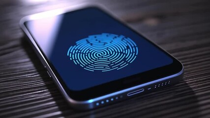 A smartphone displaying a fingerprint authentication interface.